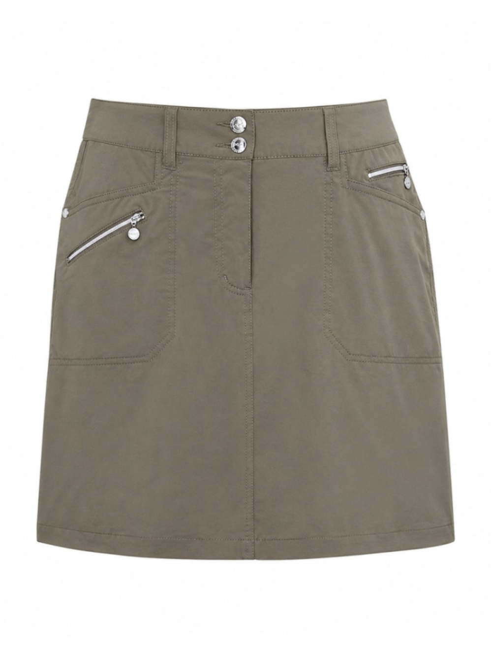 XDS Daily Sports Skort Womens 8 Olive Green Zip Pocket Golf Tennis Skirt